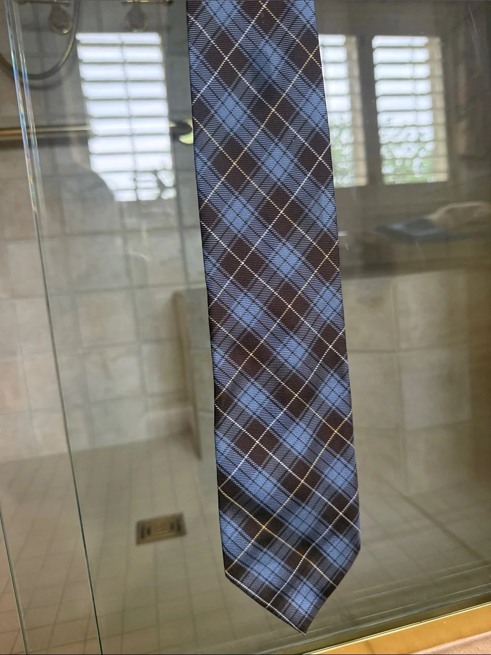 Burberry Blue Plaid Silk Tie
